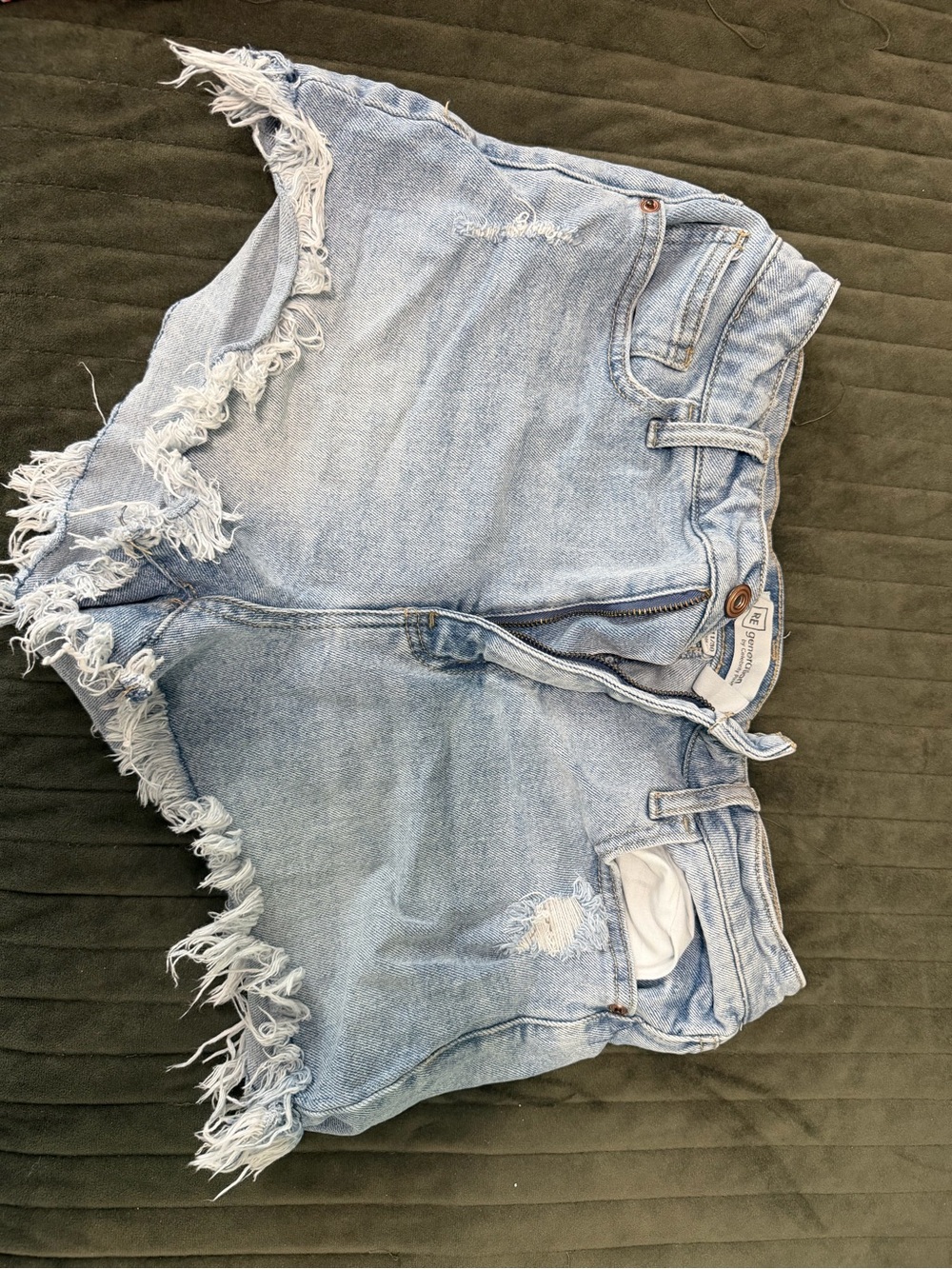 Frayed Light Blue Denim Jean Shorts for Women